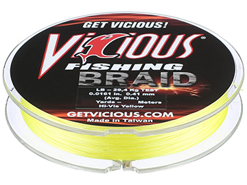 VICIOUS BRAID 65lb 300yd HI-VIS YELLOW, Catfish Connection